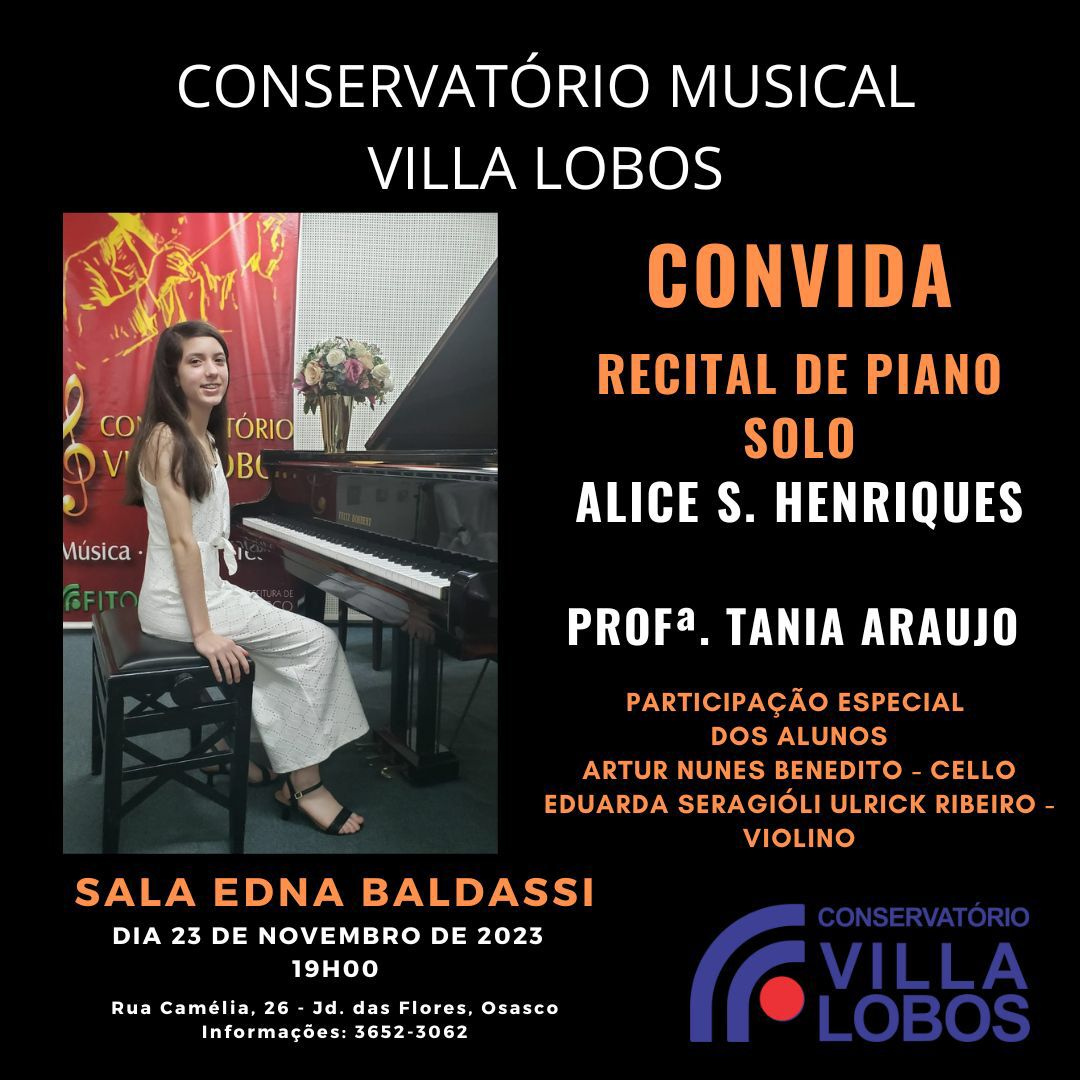 Recital de Piano Solo – Conservatório Villa Lobos!